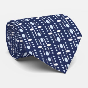 Cravate Tie à motif géométrique micro sur fond bleu marine