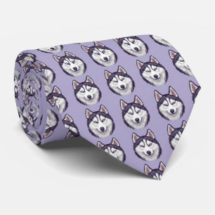 Cravate Tie à motif Husky sibérien – Chien Violet