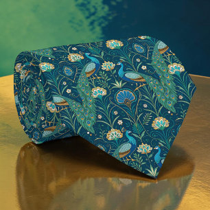 Cravate Tie à motif paon paonne
