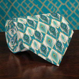 Cravate Tie à motif paon paonne