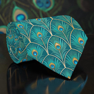 Cravate Tie à motif paon paonne