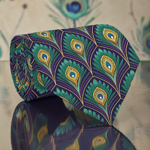 Cravate Tie à motif paon paonne
