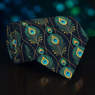 Cravate Tie à motif paon paonne