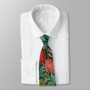 Cravate Tie à motif papillons et chrysanthèmes abstraits