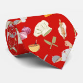Cravate Tie à motif Thème Chef Rouge (Roulé)