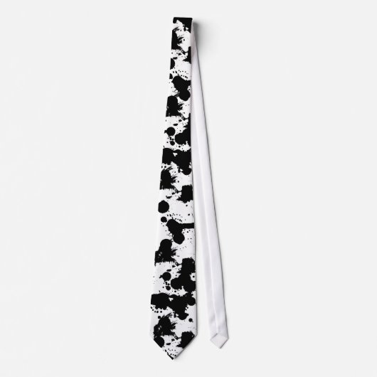 Cravate Tie à motif unique éclaboussures noires (Devant)