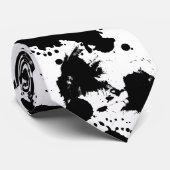 Cravate Tie à motif unique éclaboussures noires (Roulé)