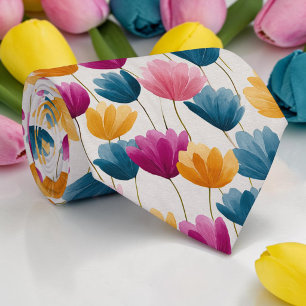 Cravate Tie à motifs floraux colorés de printemps