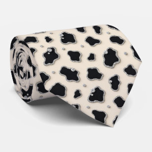 Cravate Tie à paillettes en faux soie à motif de vache C