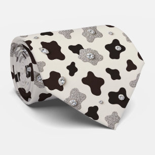 Cravate Tie à paillettes en faux soie à motif de vache C