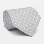 Cravate Tie à pois blancs mini sur fond gris clair (Roulé)