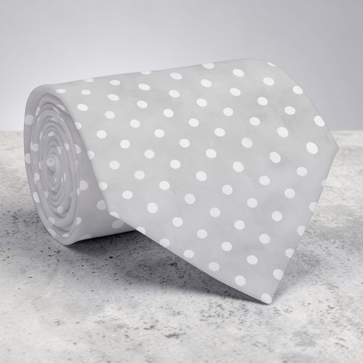 Cravate Tie à pois blancs mini sur fond gris clair