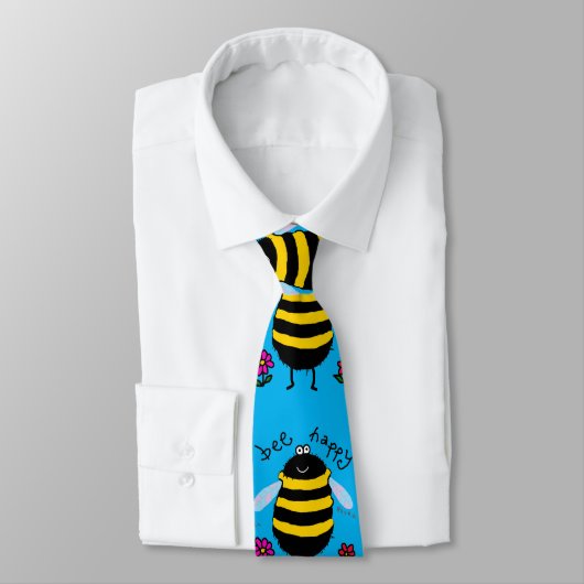 Cravate Tie Abeille Cartoon Bee Happy (Attaché)