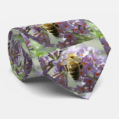 Cravate Tie Abeille et fleurs de Buddleia (Roulé)
