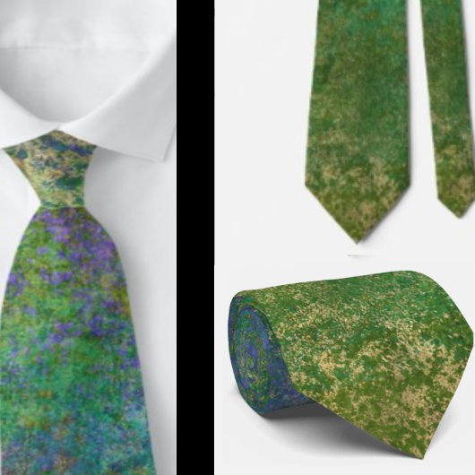 Cravate Tie abstrait couleur paon vert bleu