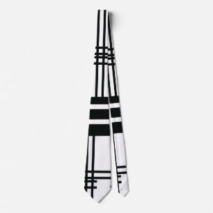 Cravate Tie abstrait droit horizontal noir et blanc