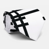 Cravate Tie abstrait droit horizontal noir et blanc (Roulé)