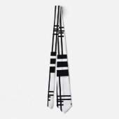 Cravate Tie abstrait droit horizontal noir et blanc (Dos)