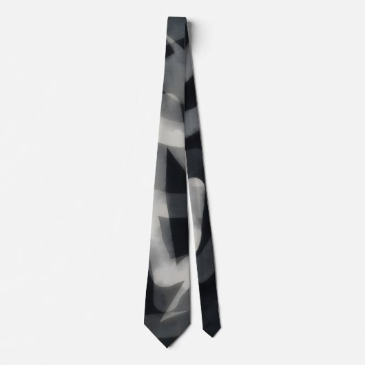 Cravate Tie abstrait noir et gris d'art (Devant)