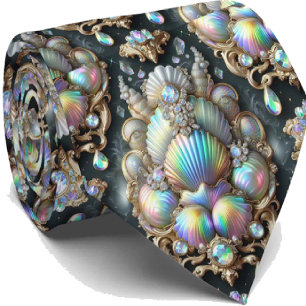 Cravate Tie Amoureux de la Plage   Motif Coquillage Diaman