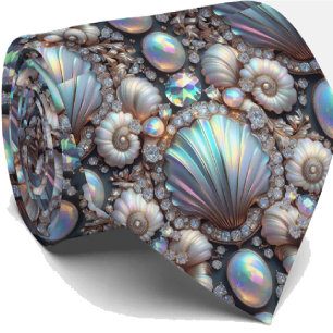 Cravate Tie Amoureux de la Plage Motif Coquillage Diaman