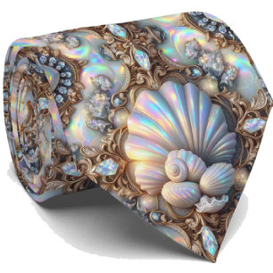 Cravate Tie Amoureux de la Plage   Motif Coquillage Diaman