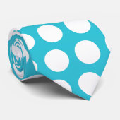 Cravate Tie Aqua à pois blancs (Roulé)