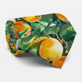 Cravate Tie aquarelle Orange – Citron frais – Artwork (Roulé)