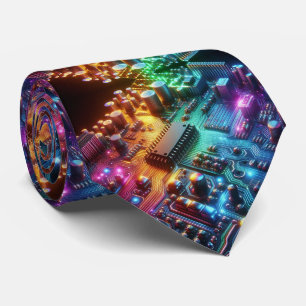 Cravate Tie arc-en-ciel Circuit imprimé – Technophile Colo
