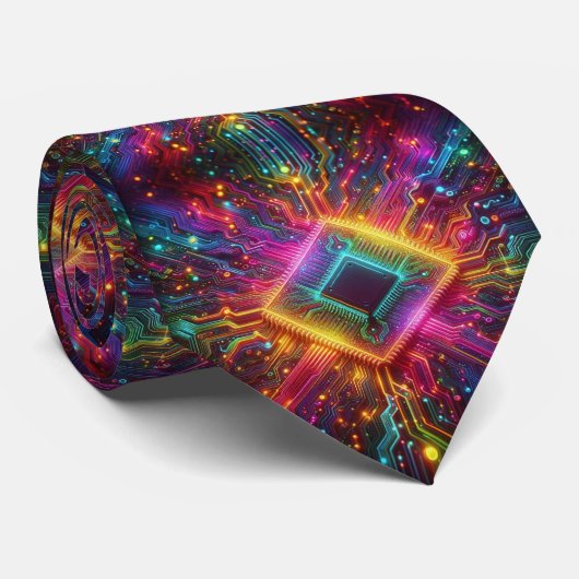 Cravate Tie arc-en-ciel Circuit imprimé – Technophile Colo (Roulé)