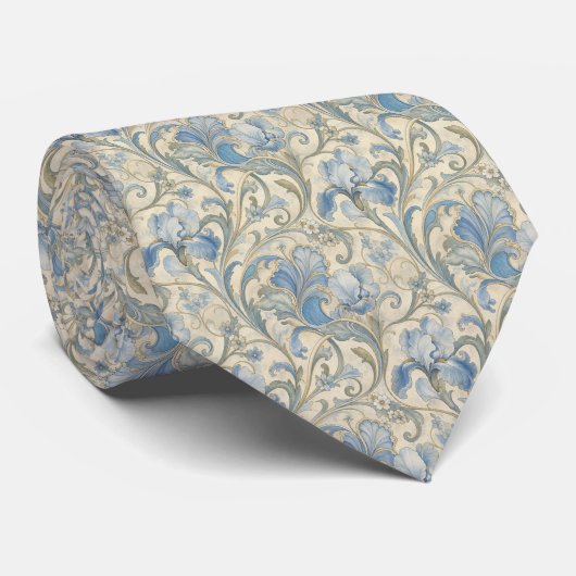 Cravate Tie Art Nouveau bleu (Roulé)