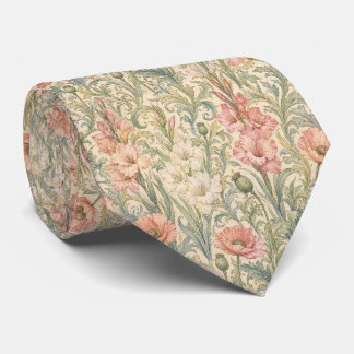 Cravate Tie Arts et Artisanat Vintage Botanique Pastel