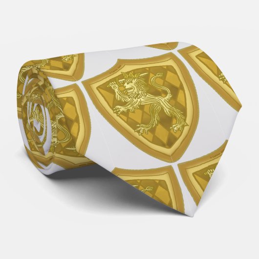 Cravate Tie avec blason de famille Lion Shield (Roulé)