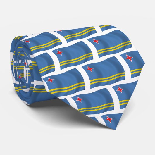 Cravate Tie avec le drapeau d'Aruba (Roulé)