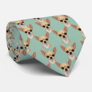 Cravate Tie avec portrait de Chihuahua – Cadeau pour amate