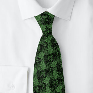 Cravate Tie batik floral vert chasseresse
