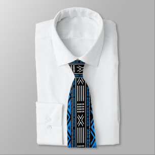 Cravate Tie bleu africain bogolan culturellement riche