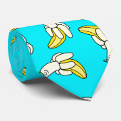 Cravate Tie Bleu Cool Dessin Animé Banane (Roulé)