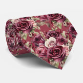 Cravate Tie bordeaux rouge profond rosé mauve (Roulé)