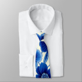 Cravate tie cascade à fleurs bleues (Attaché)