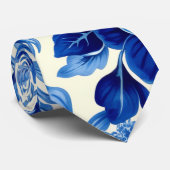 Cravate tie cascade à fleurs bleues (Roulé)