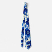 Cravate tie cascade à fleurs bleues (Dos)