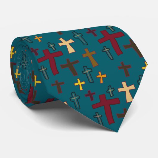 Cravate Tie chrétien avec croix (Roulé)