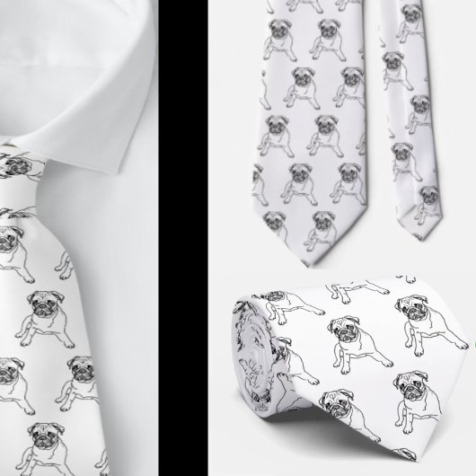 Cravate Tie Classique Moderne Col Chien Carlin Branché Bla