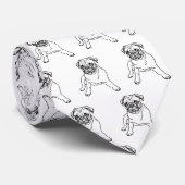 Cravate Tie Classique Moderne Col Chien Carlin Branché Bla (Roulé)