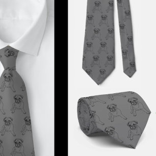 Cravate Tie classique moderne gris pour chien pug branché