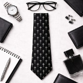 Cravate Tie Croix Moderne Noir pour Pasteur