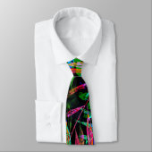Cravate Tie Cyberpunk Abstrait Électrique Néon (Attaché)