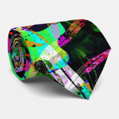Cravate Tie Cyberpunk Abstrait Électrique Néon (Roulé)