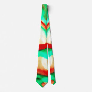 Cravate Tie d'art abstrait rouge aqua vert ambre